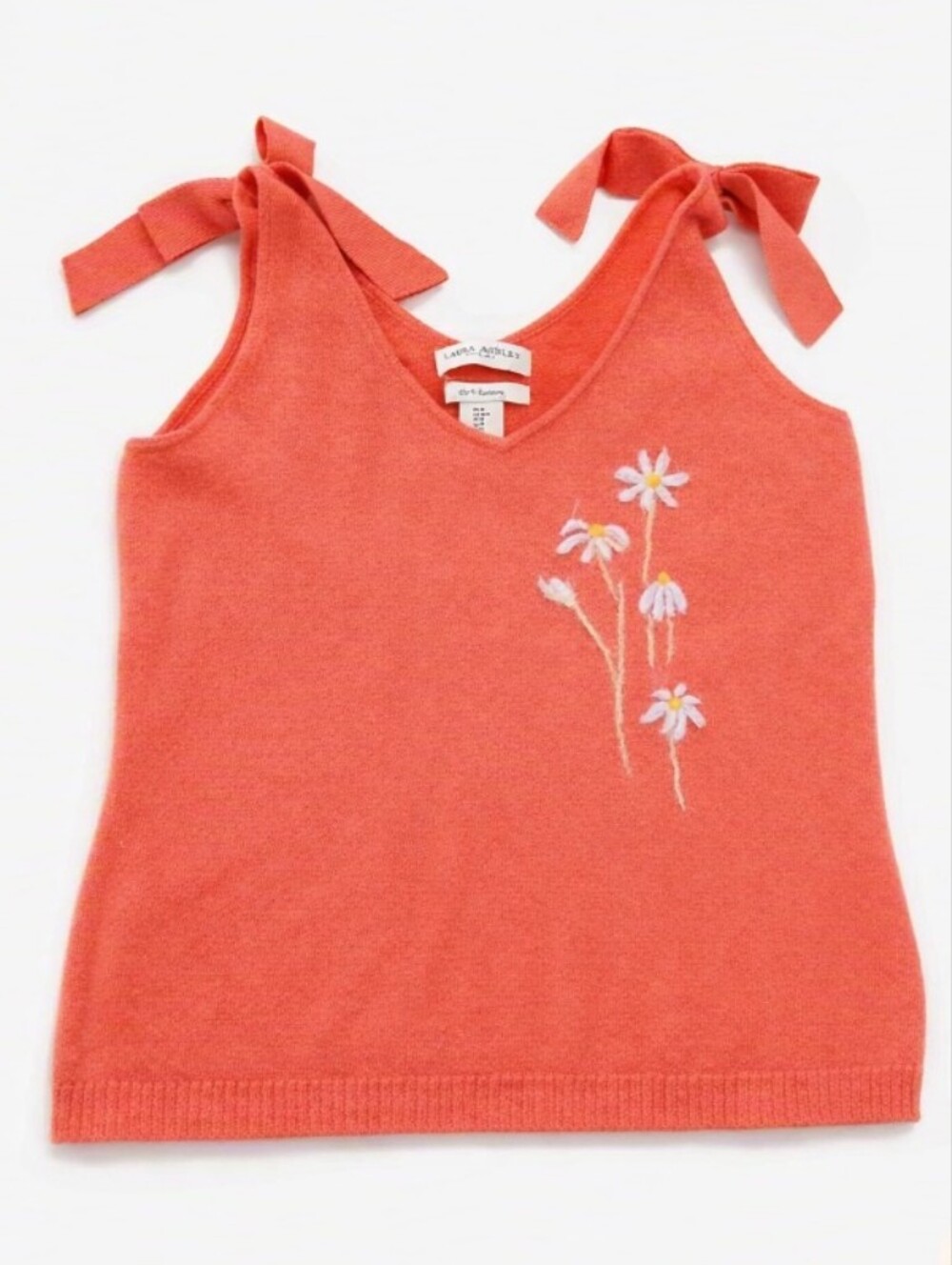 Laura Ashley 100% Cashmere Coral Knit Vest – Hand‑Felted Design – One of kind M